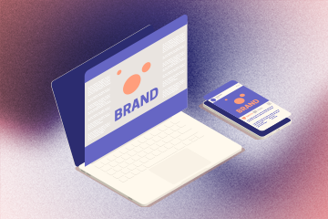 Portátil e telemóvel com a palavra "BRAND"